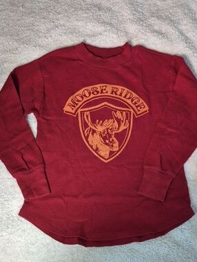 Red Waffle Knit Long Sleeved Shirt